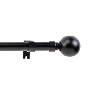 22-25MM EXPANDING STEEL CURTAIN ROD BALL FINIAL BLACK (1.5M - 2.8M)
