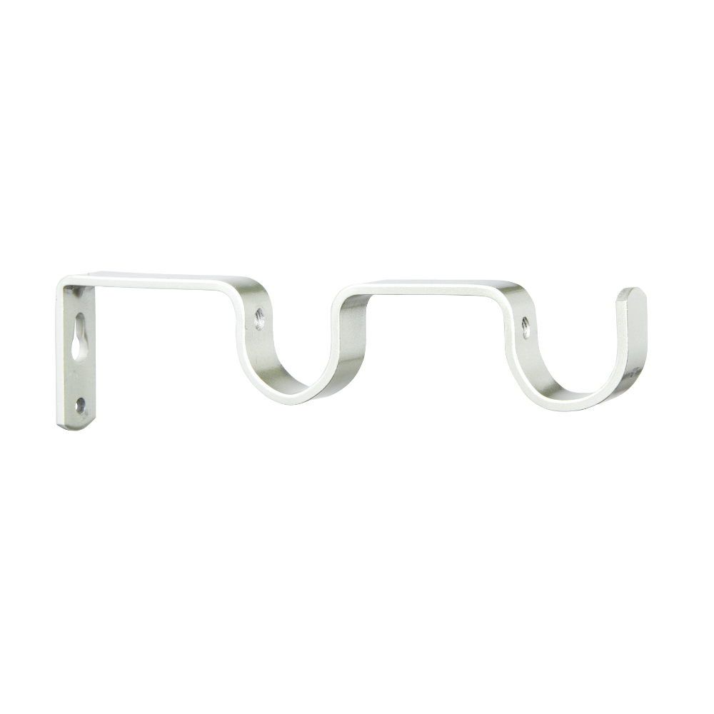 25mm Steelrod Double Metal Bracket Brushed Silver
