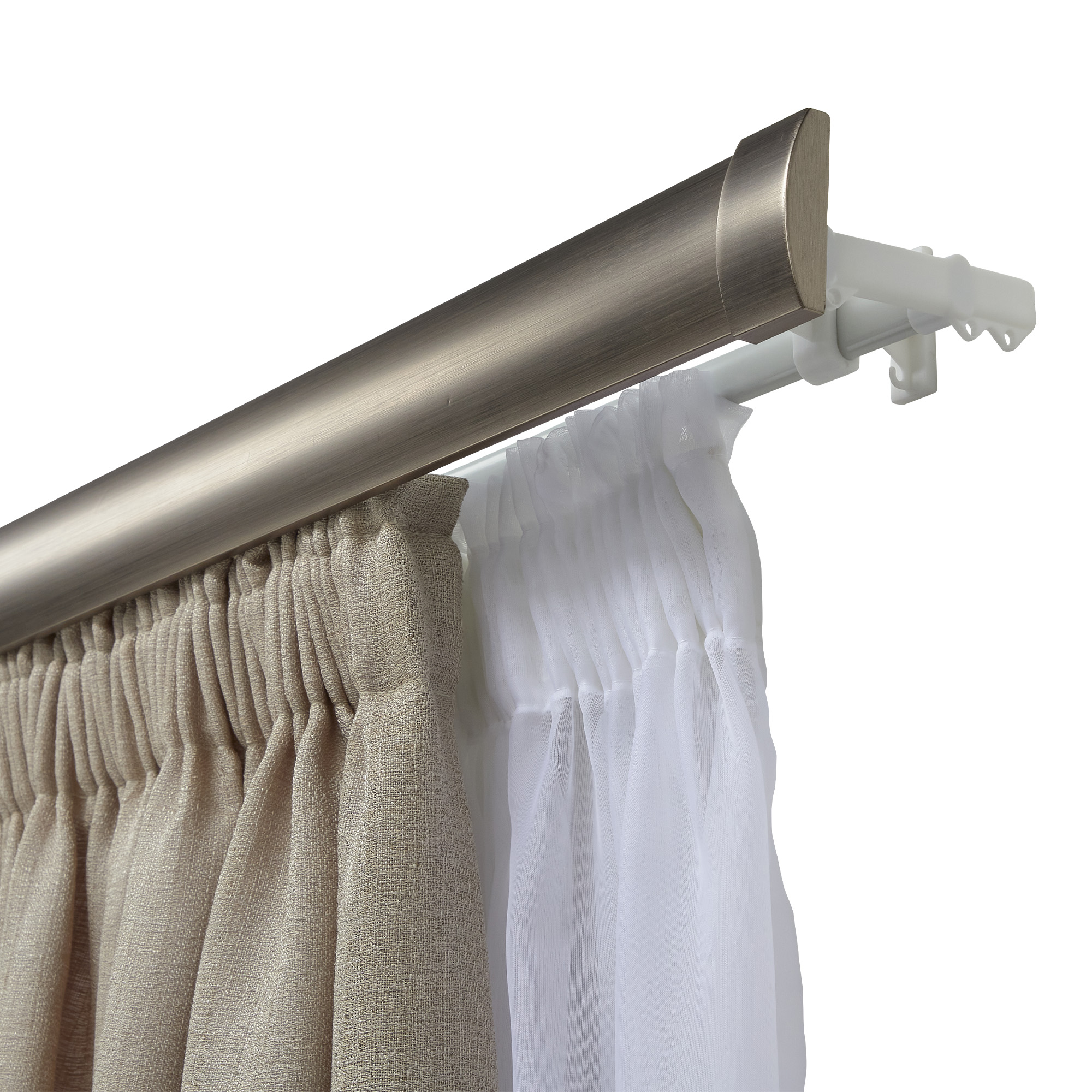65mm All-In-One Double Curtain Track and Pelmet | Pewter - Image 2
