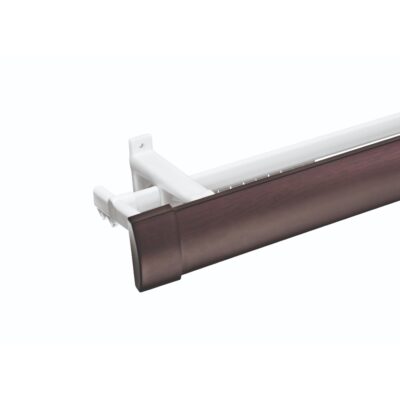 65mm All-In-One Double Curtain Track With Pelmet | Mahogany