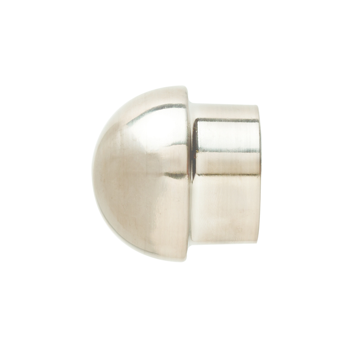 25mm Steel Curtain Rod End Cap Dome Brushed Silver