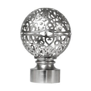 32mm Steel Rod Finial Mesh Ball Brushed Silver