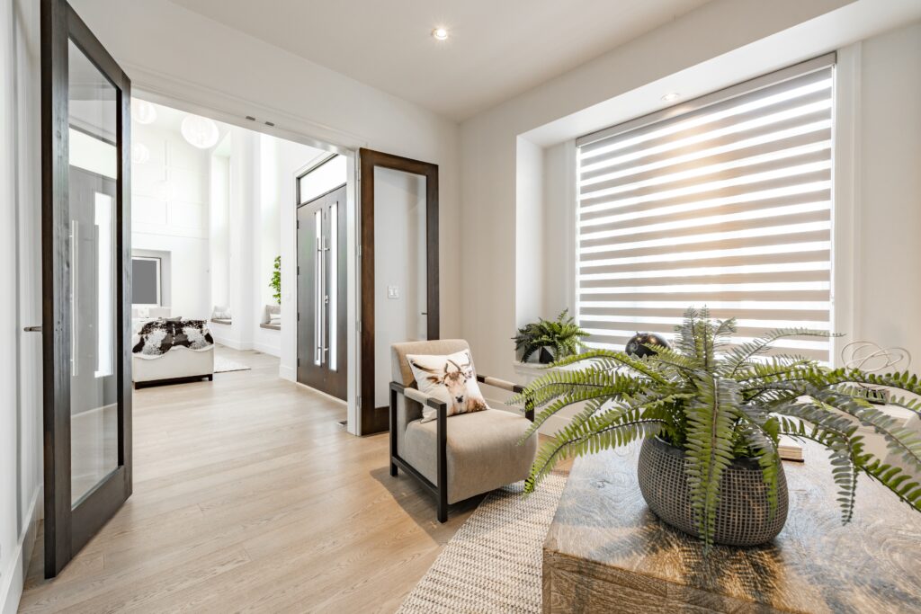 A study with custom made white blinds