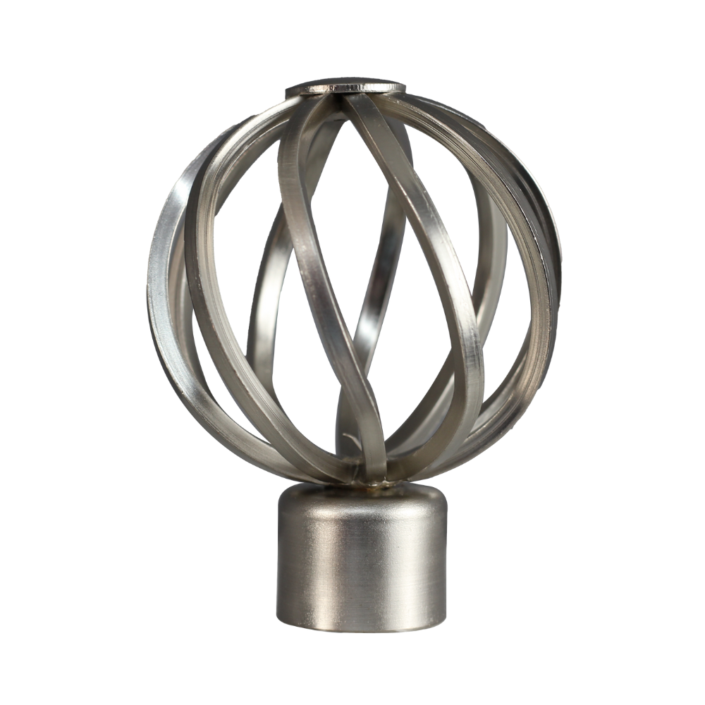 25 MM STEEL ROD TWISTBALL FINIAL BRUSHED SILVER