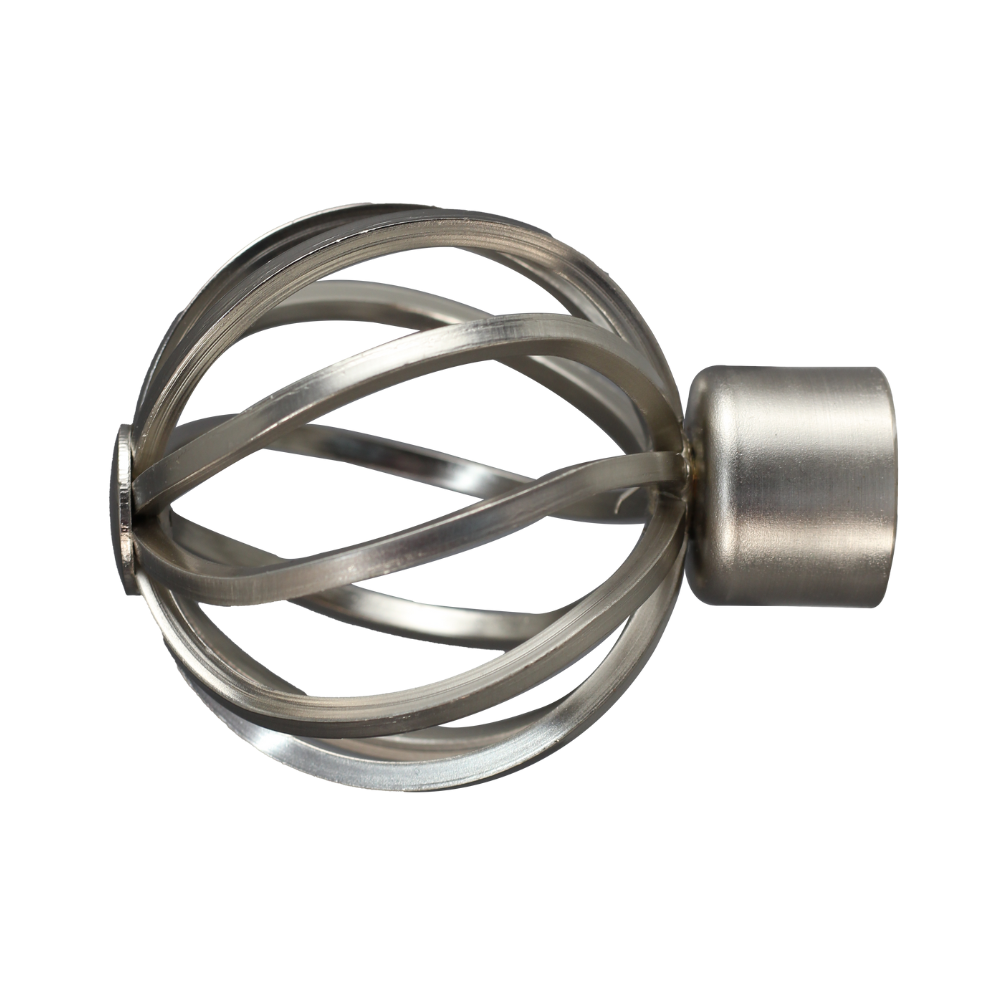 25 MM STEEL ROD TWISTBALL FINIAL BRUSHED SILVER - Image 2